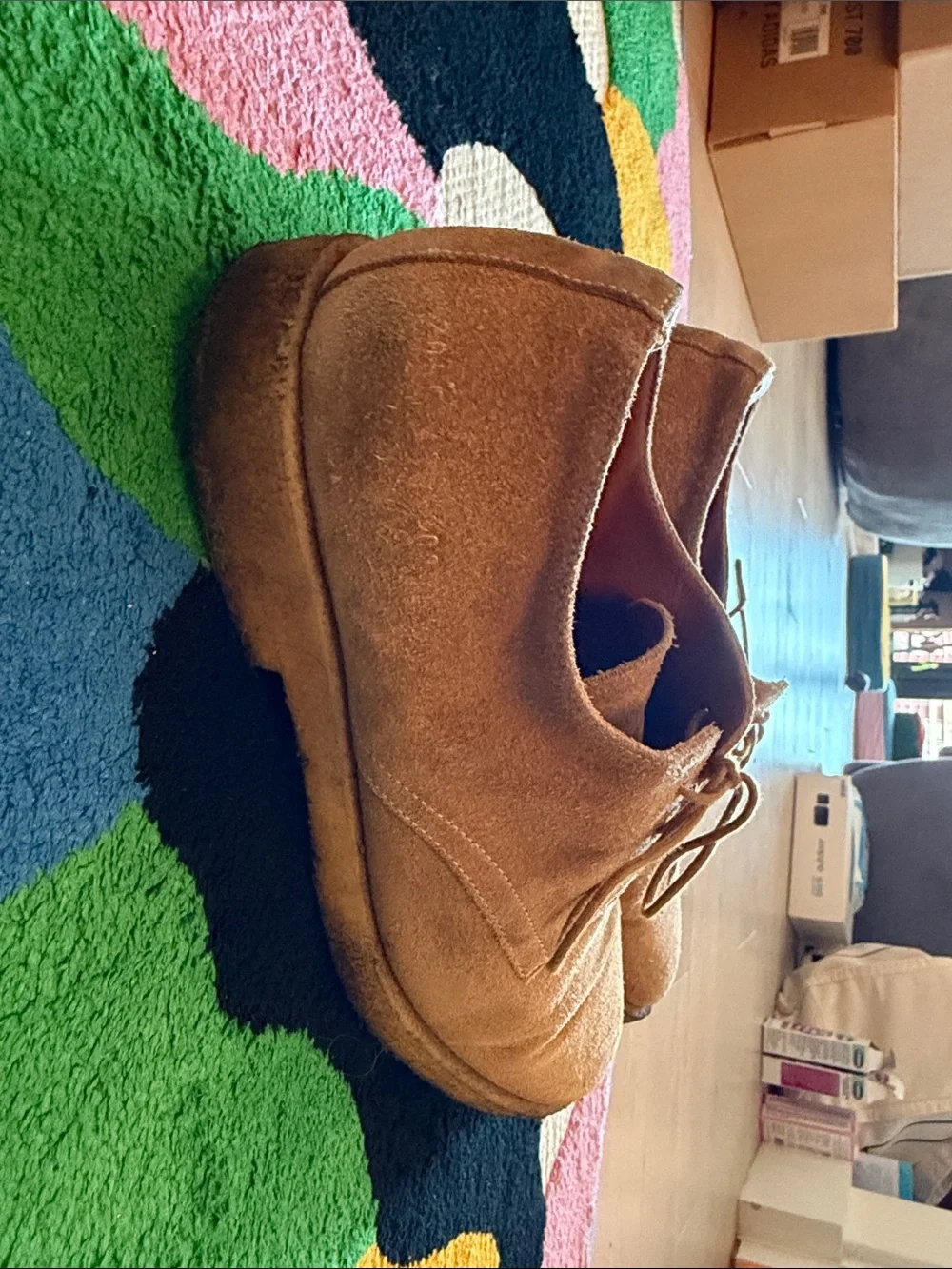 Common Projects Tan Suede Derby Shoes with Crepe Sole